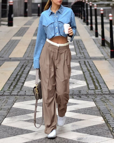 Brown Patchwork Baggy Pants - Sense of Style