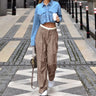 Brown Patchwork Baggy Pants - Sense of Style