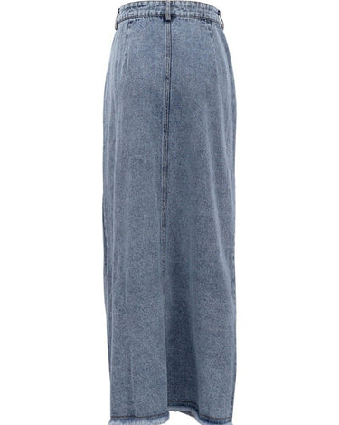 Chic High-Waist Denim Maxi Skirt - Sense of Style