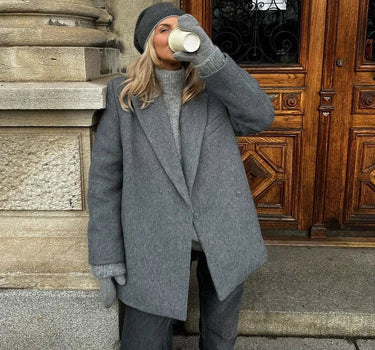Cozy and Stylish Gray Wool Coat - Sense of Style