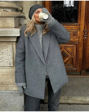 Cozy and Stylish Gray Wool Coat - Sense of Style