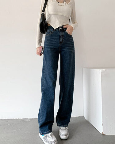 Elastic Waist Wide Leg Jeans (3 colors) - Sense of Style