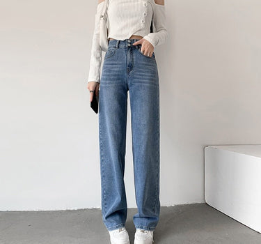 Elastic Waist Wide Leg Jeans (3 colors) - Sense of Style