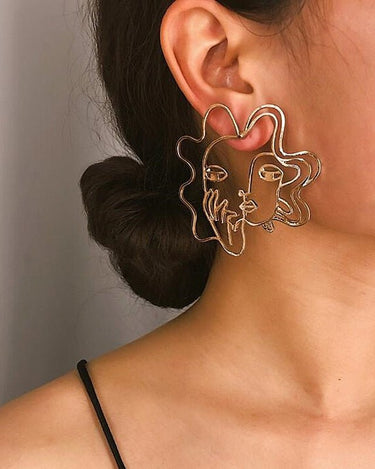 Face Outline Push-Back Earrings - Sense of Style