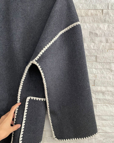 Frosty Elegance Wool Jacket with Fringe Scarf (4 colors) - Sense of Style