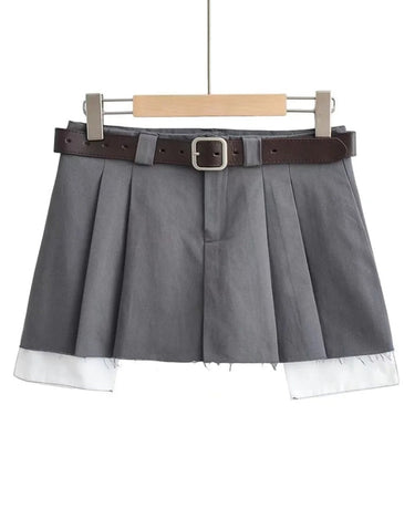 Low waist mini skirt with belt (3 colors) - Sense of Style