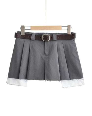 Low waist mini skirt with belt (3 colors) - Sense of Style