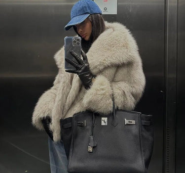 New women's faux fur lapel short coat - Sense of Style