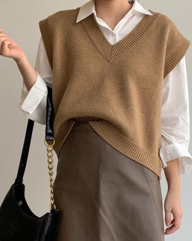 Retro Allure: Sleeveless Casual Vest Sweater - Sense of Style