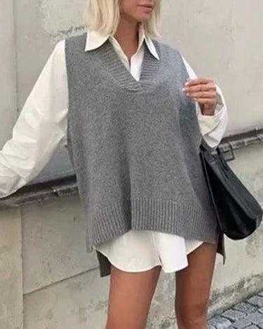 Tailored Comfort: Sleeveless Gray Vest Pullover (4 colors) - Sense of Style