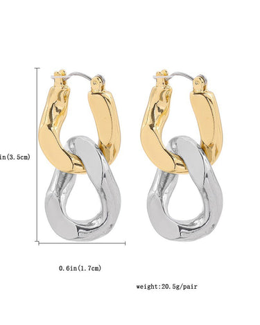 Two-Tone Chain Drop Earrings - Sense of Style