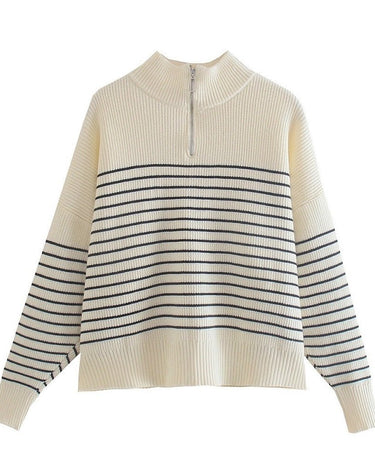 Urban Style Striped Zip Sweater - Sense of Style
