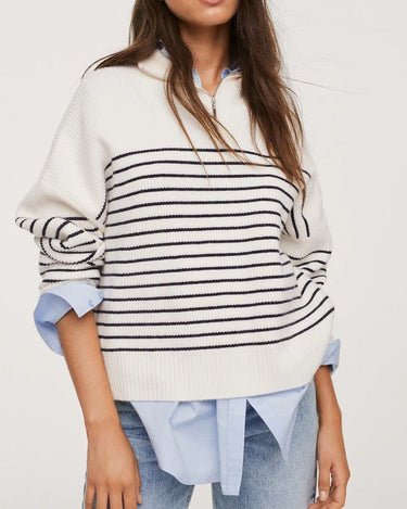 Urban Style Striped Zip Sweater - Sense of Style