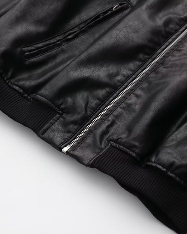 Washed Leather Slim-Fit Bomber (2 colors) - Sense of Style