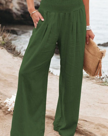 zanvin Linen Pants for Women,Clearance Fashion Womens Casual Solid Color  Pants Straight Wide Leg Trousers Pants With Pocket work pants women Green